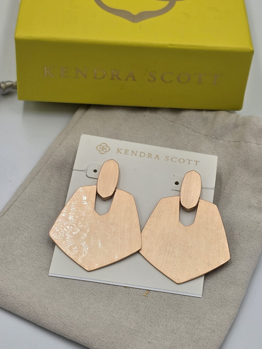 Kendra Scott Hammered Rose Gold Tone Polycon Earrings Finch
